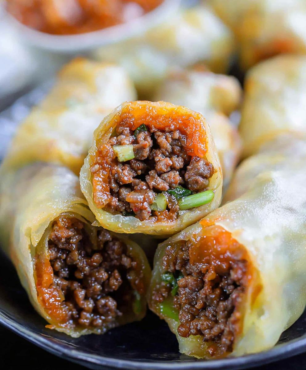 Korean Ground Beef Egg Rolls