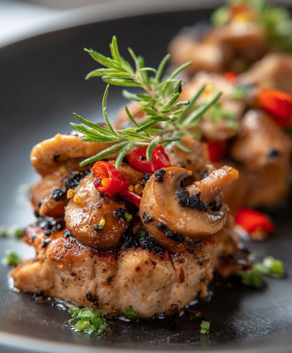 Black Pepper Chicken Mushrooms