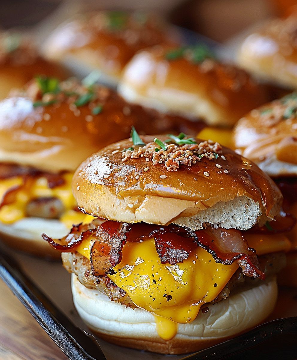 Breakfast sliders bacon egg cheese