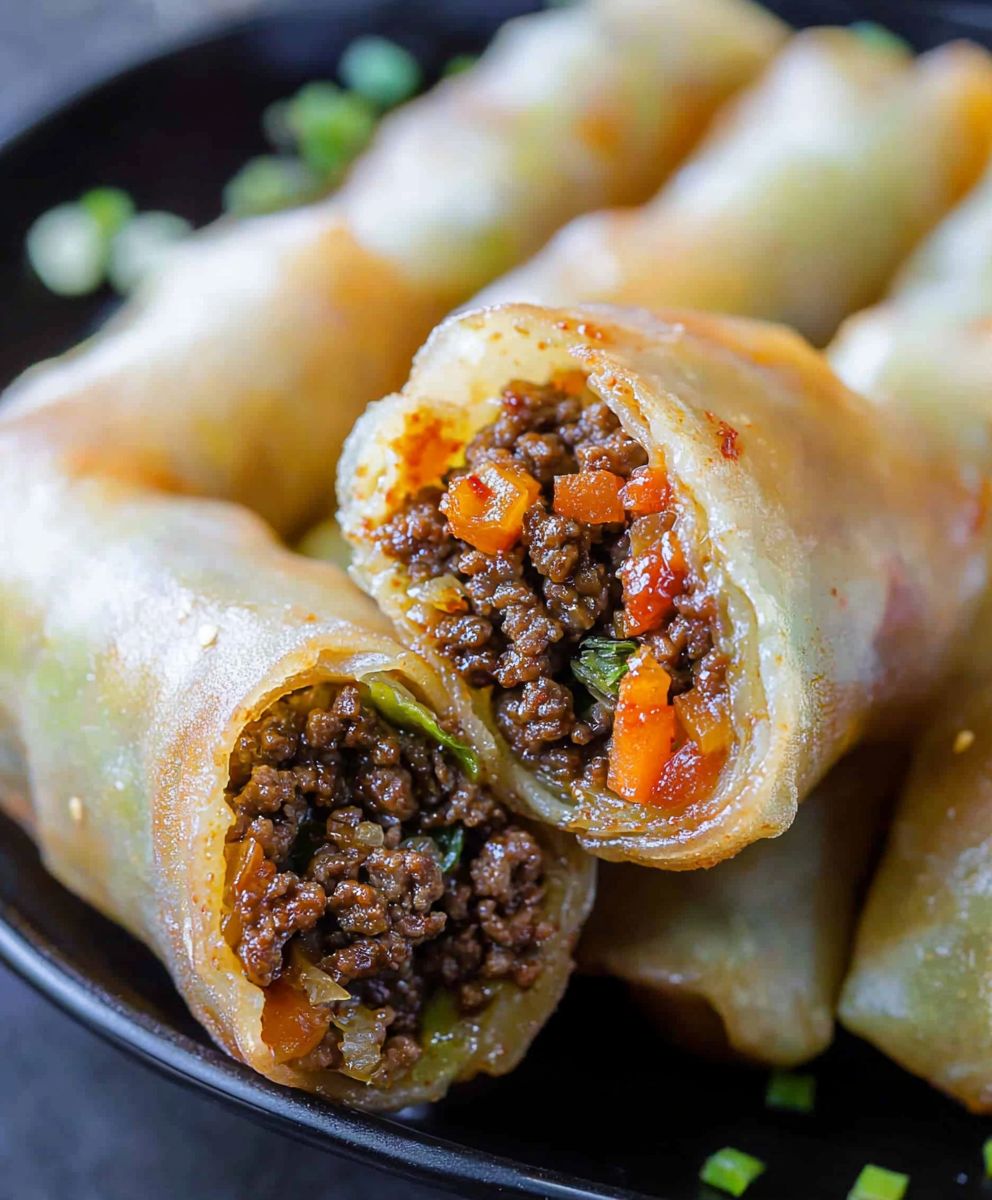 Korean Ground Beef Egg Rolls