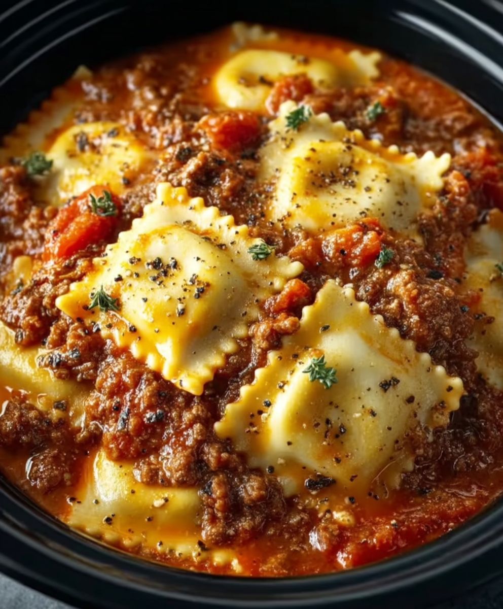 Crockpot ravioli lasagna