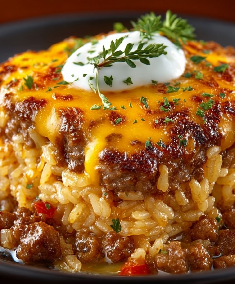 Cheesy Hamburger Rice Casserole