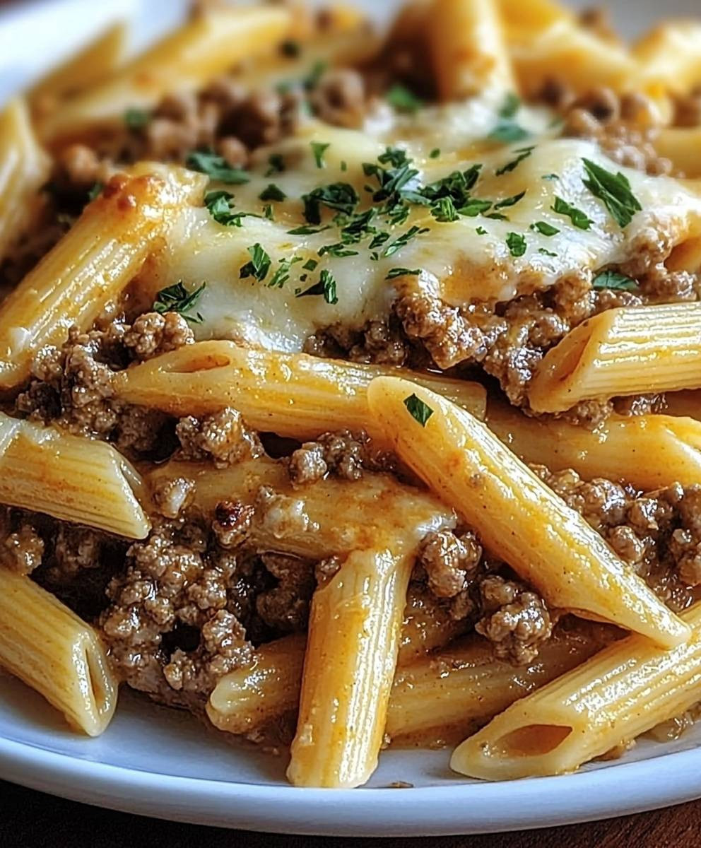 Cheesy Penne with Ground Beef