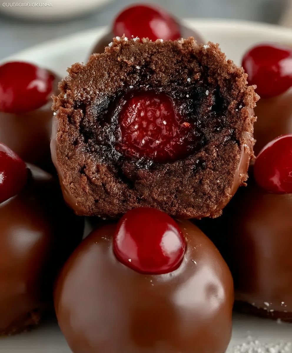 Chocolate Cherry Brownie Bombs