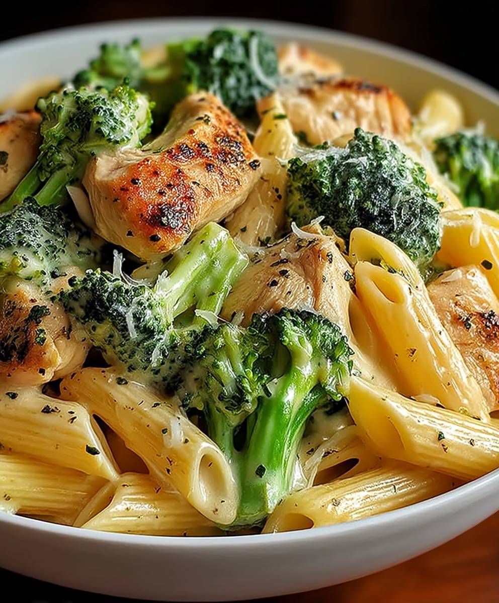 Creamy broccoli chicken penne