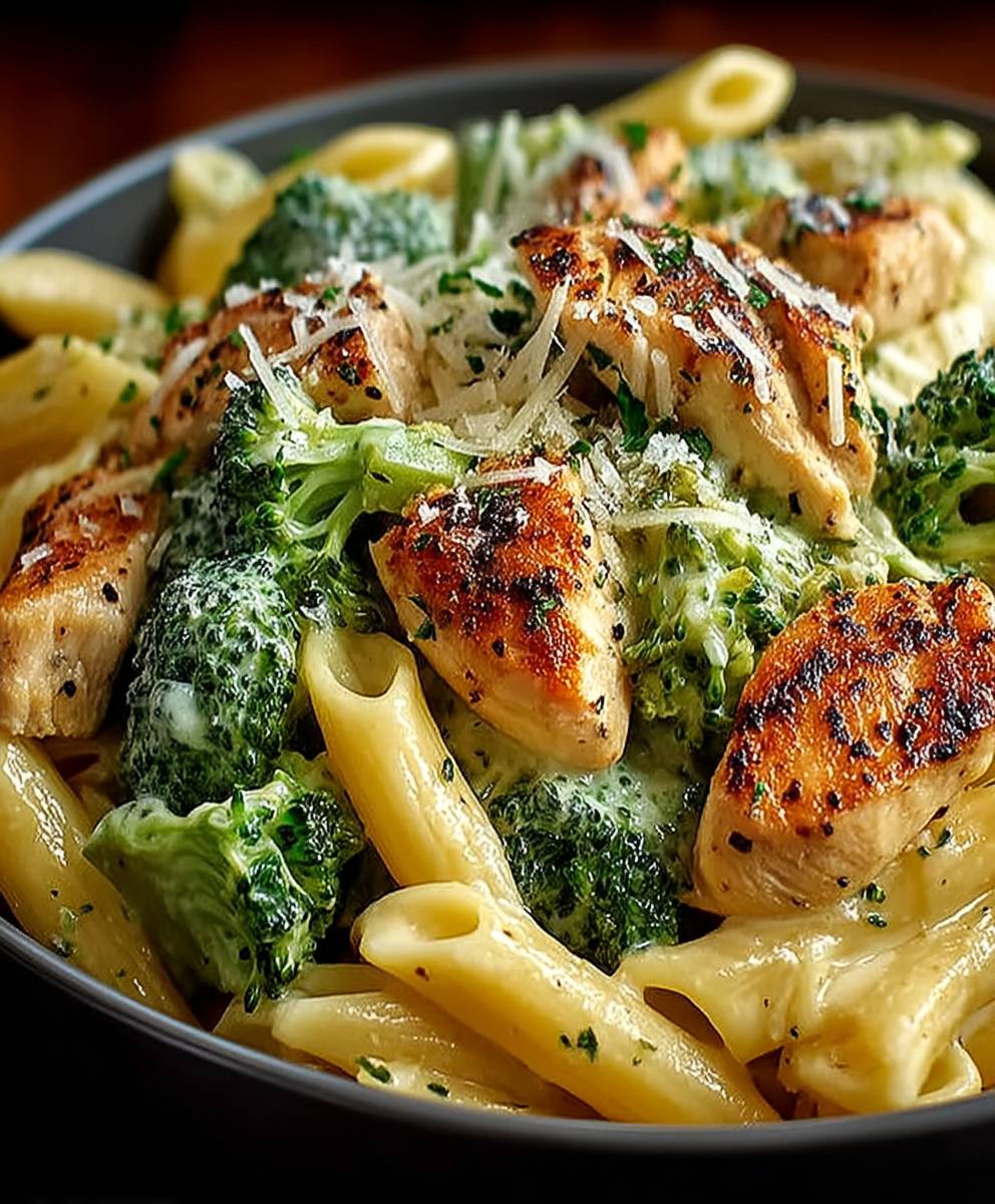Creamy broccoli chicken penne