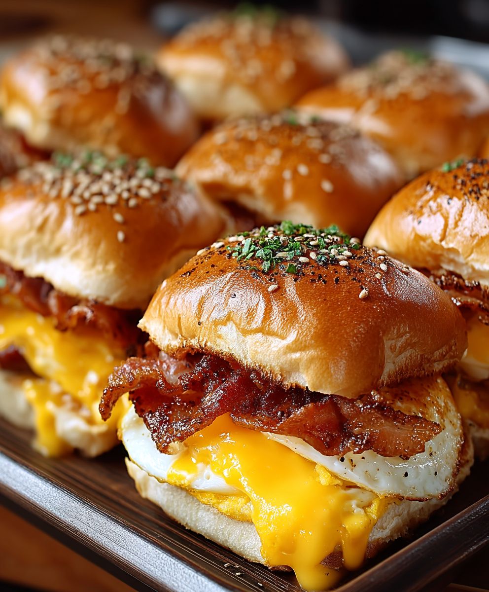 Breakfast sliders bacon egg cheese
