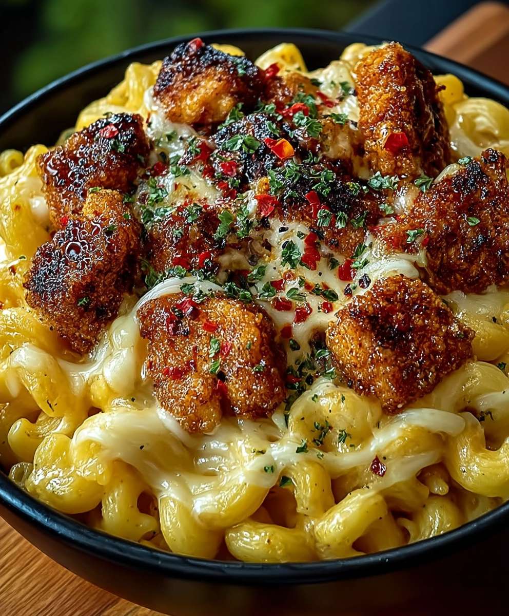 Honey pepper chicken mac cheese