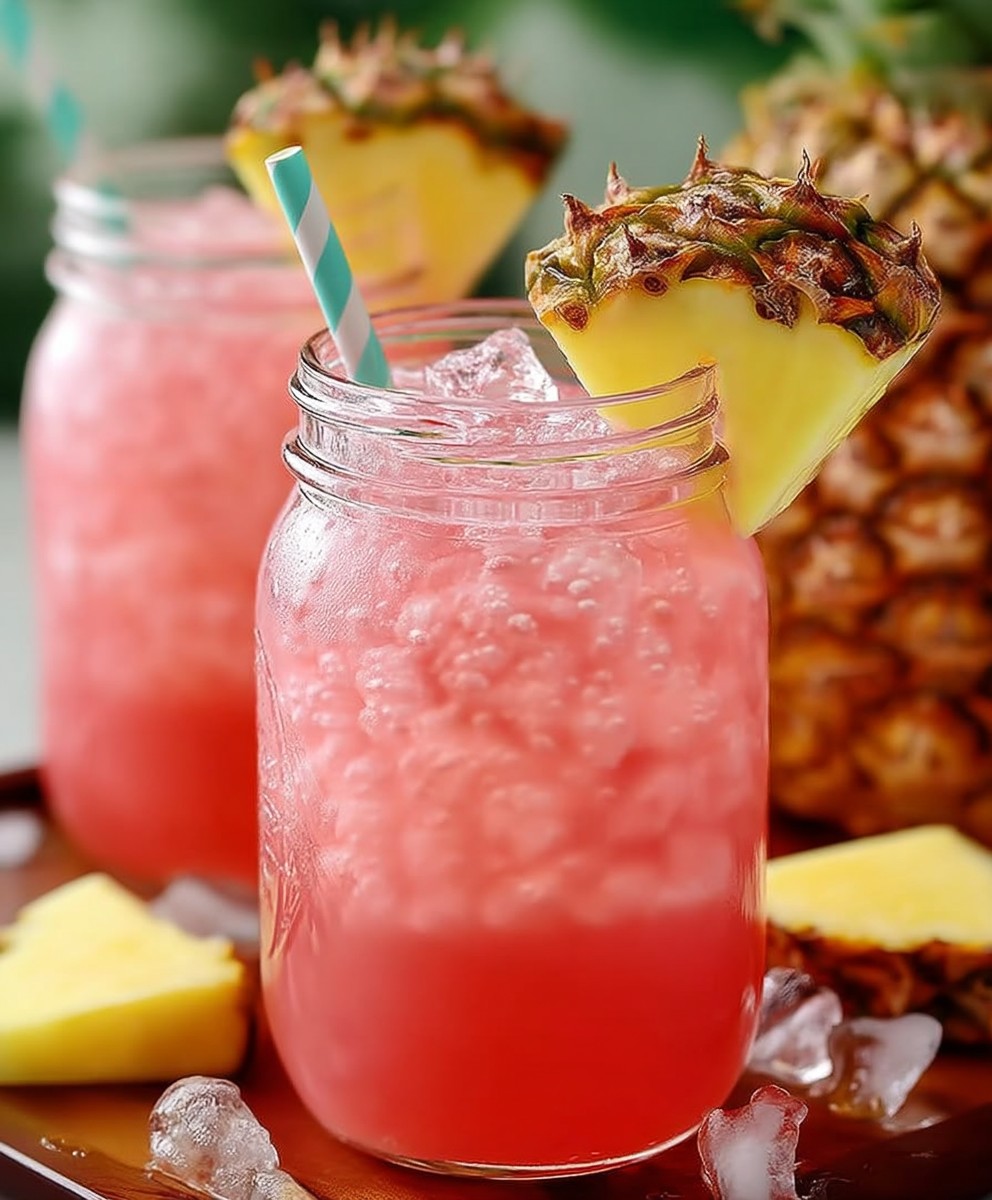 Pineapple pink lemonade drink