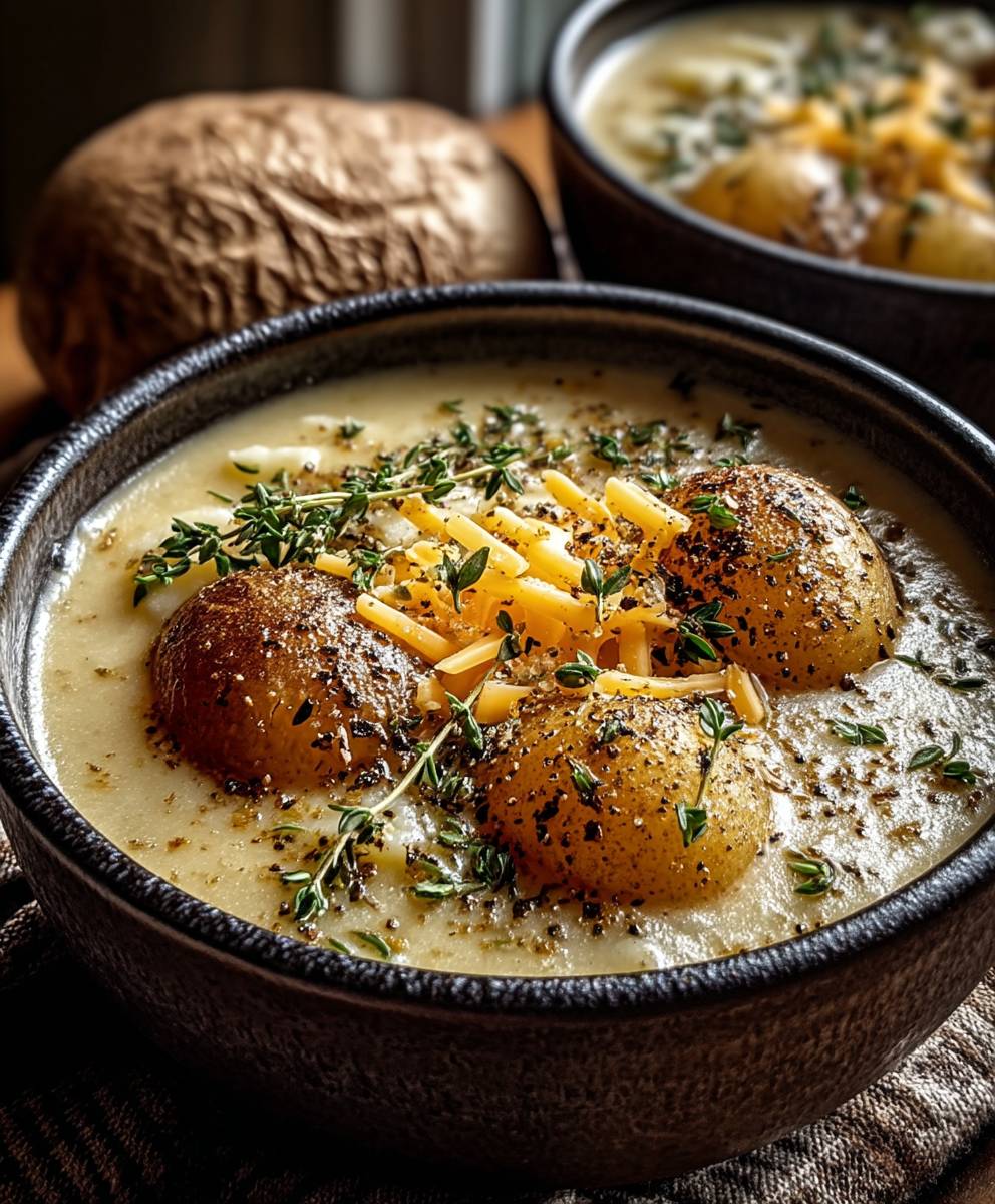 Cheddar Garlic Herb Potato Soup