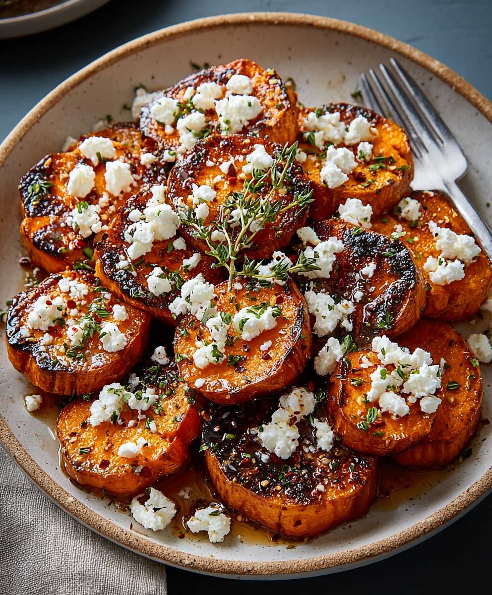 Honey Feta Sweet Potato Rounds