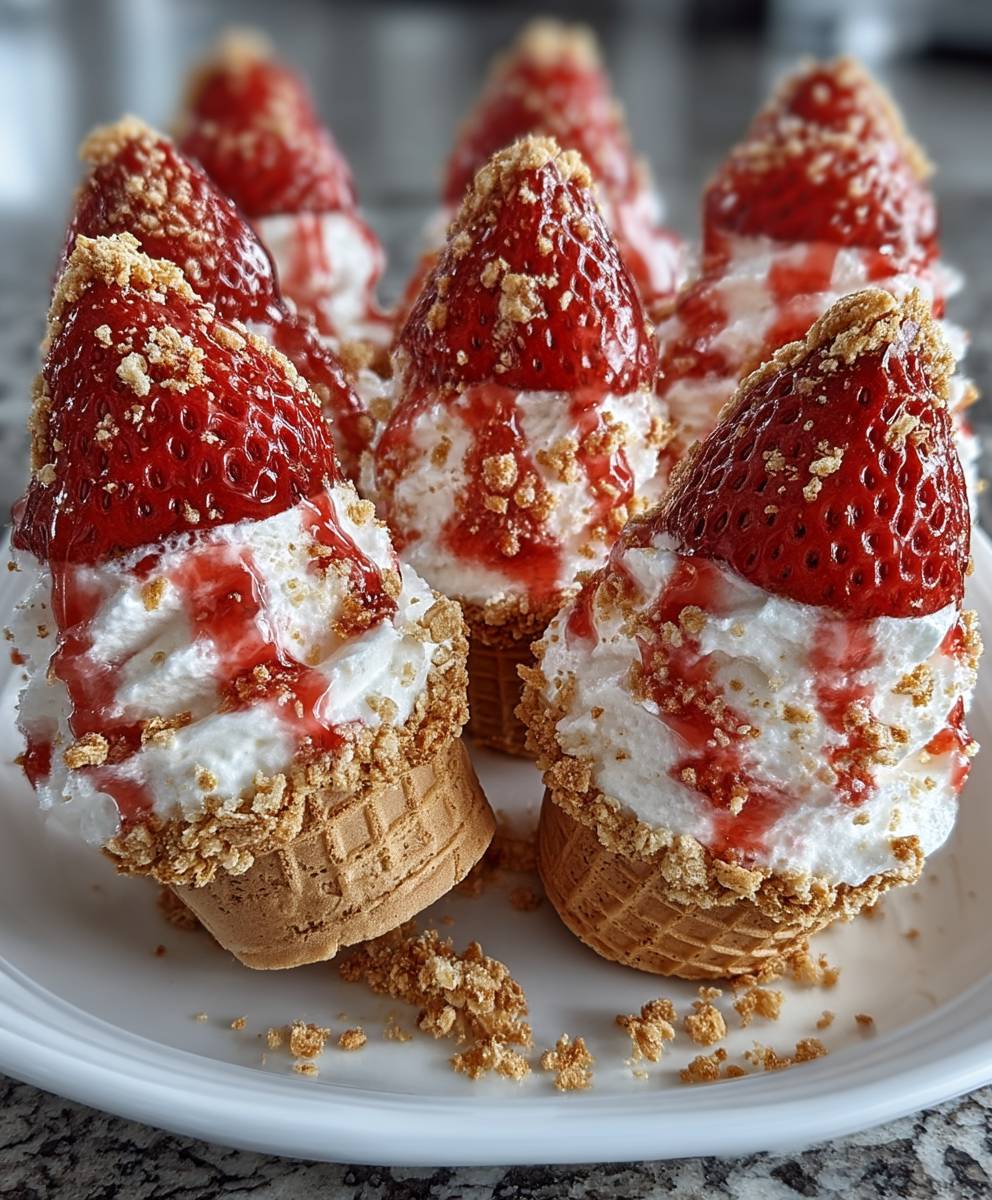 Strawberry Crunch Cheesecake Cones