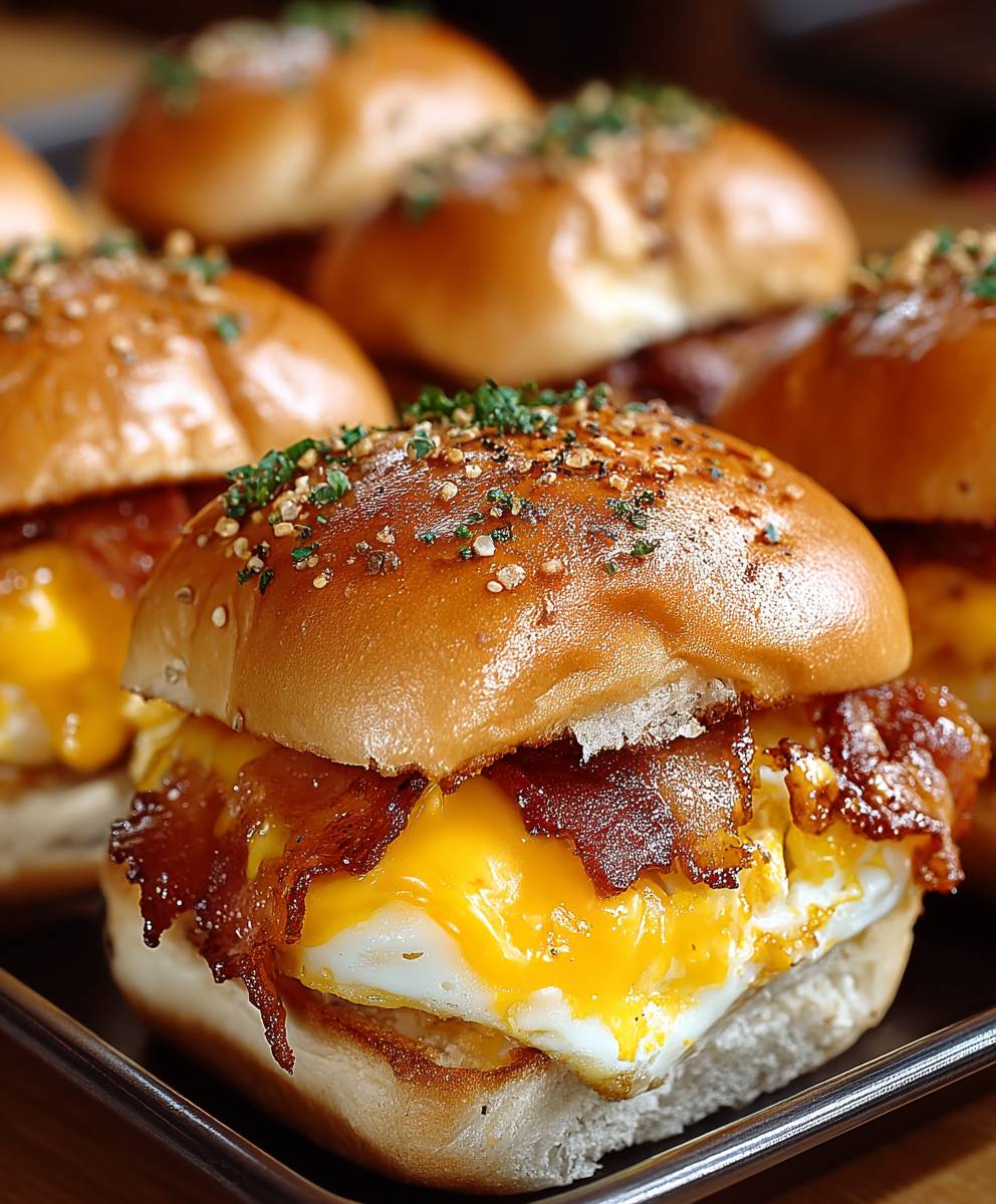 Breakfast sliders bacon egg cheese