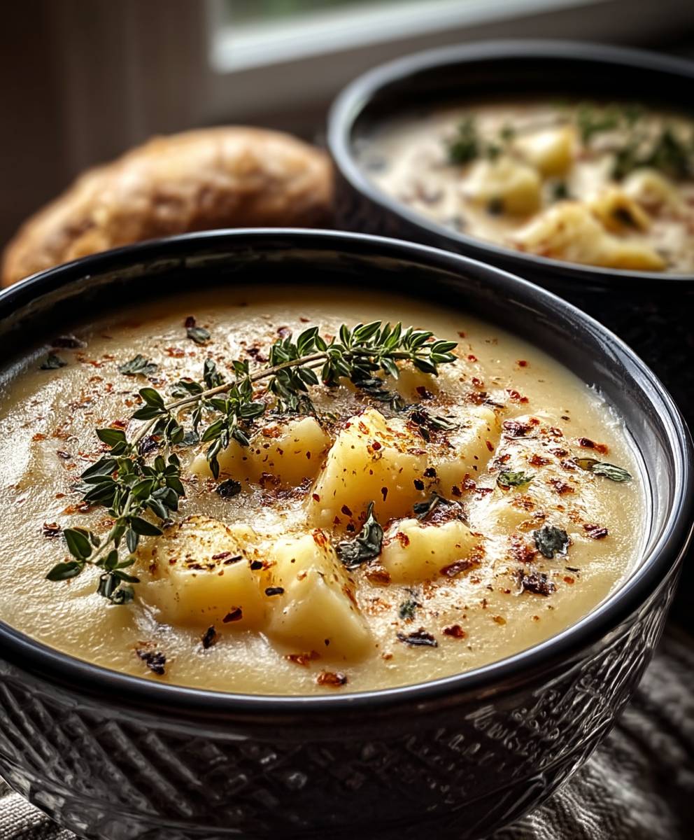Cheddar Garlic Herb Potato Soup