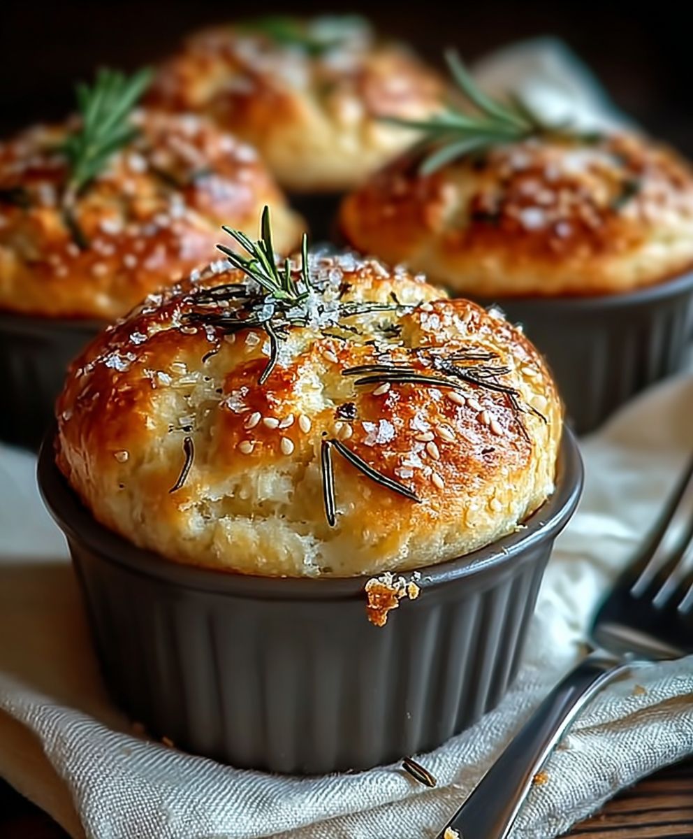 Garlic Rosemary Focaccia Muffins
