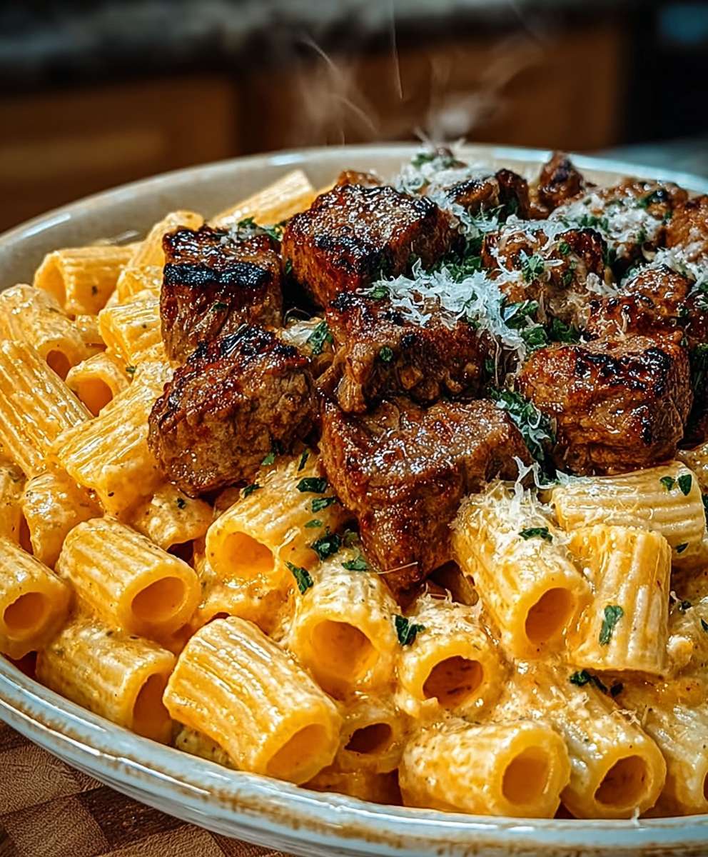 Cajun Steak Tips Rigatoni