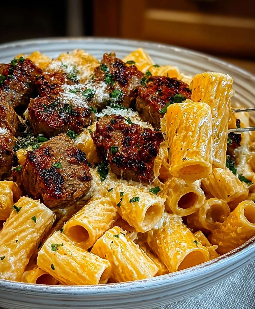 Cajun Steak Tips Rigatoni