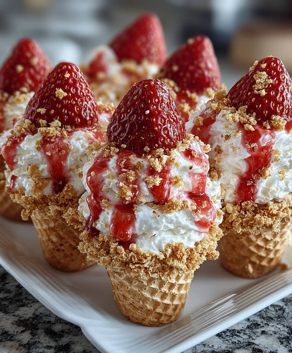 Strawberry Crunch Cheesecake Cones