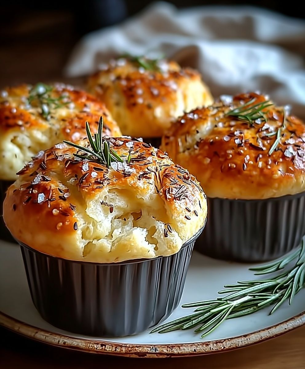 Garlic Rosemary Focaccia Muffins