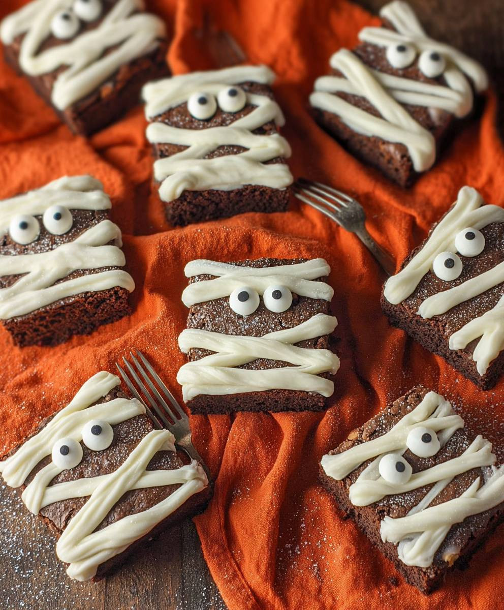 Mummy brownies halloween dessert