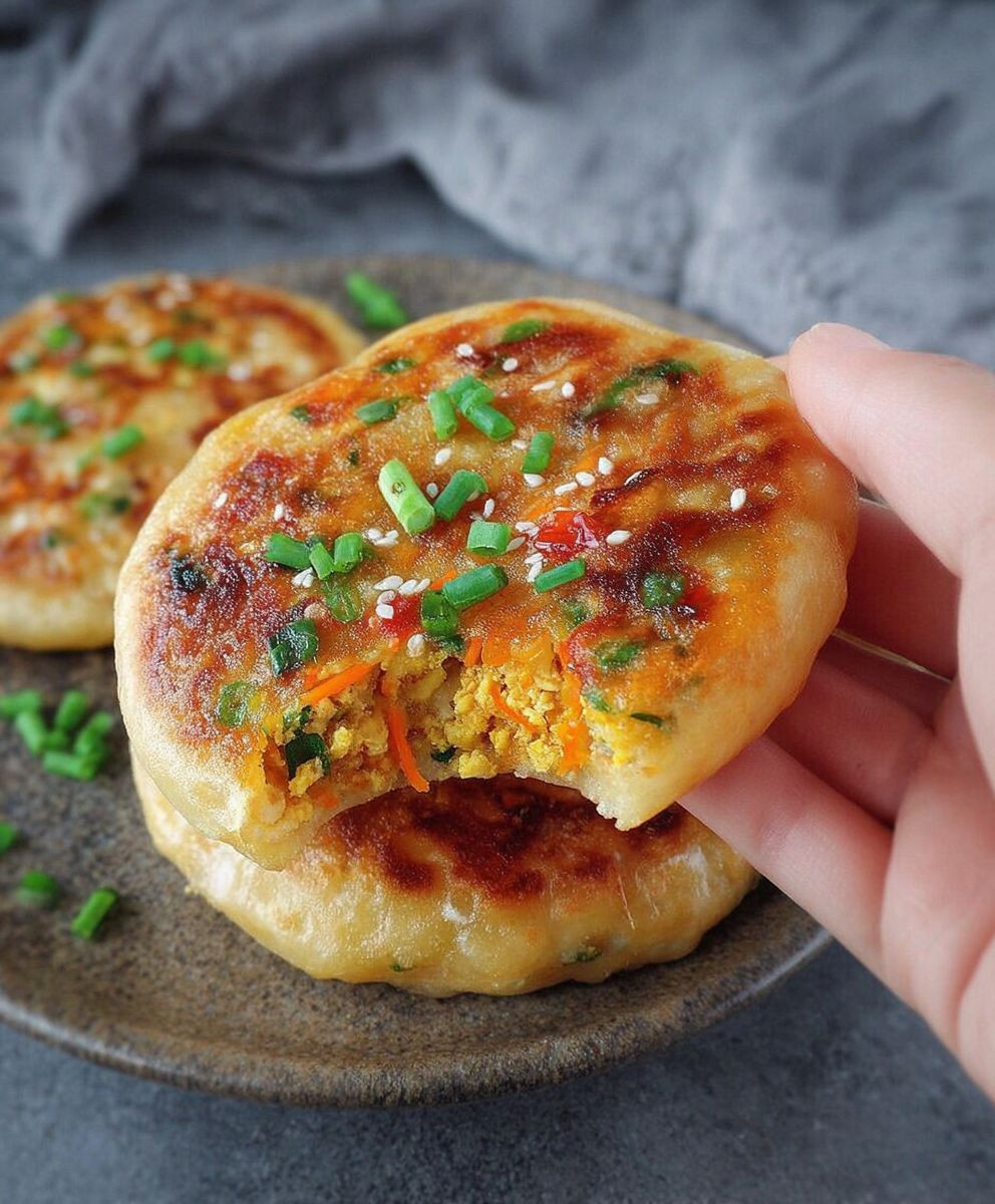 Chinese Savory Stuffed Breakfast Pancakes