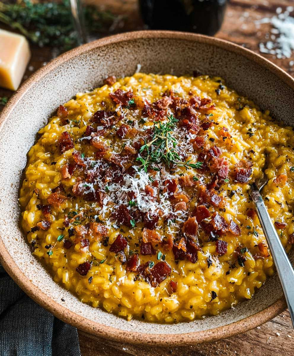 Pumpkin Risotto with Bacon