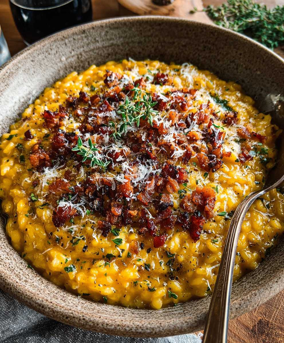 Pumpkin Risotto with Bacon