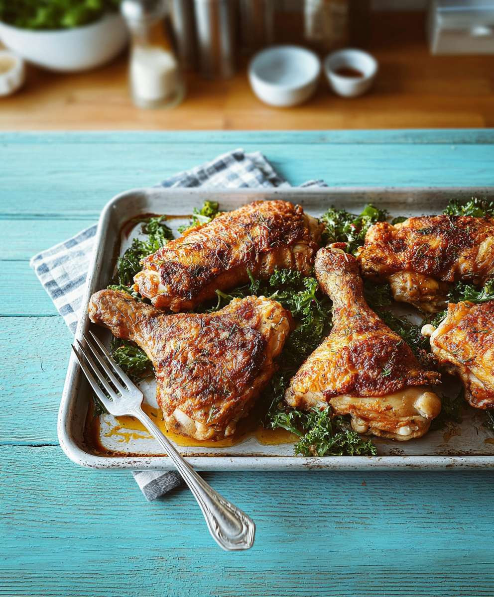 Crispy baked chicken leg quarters