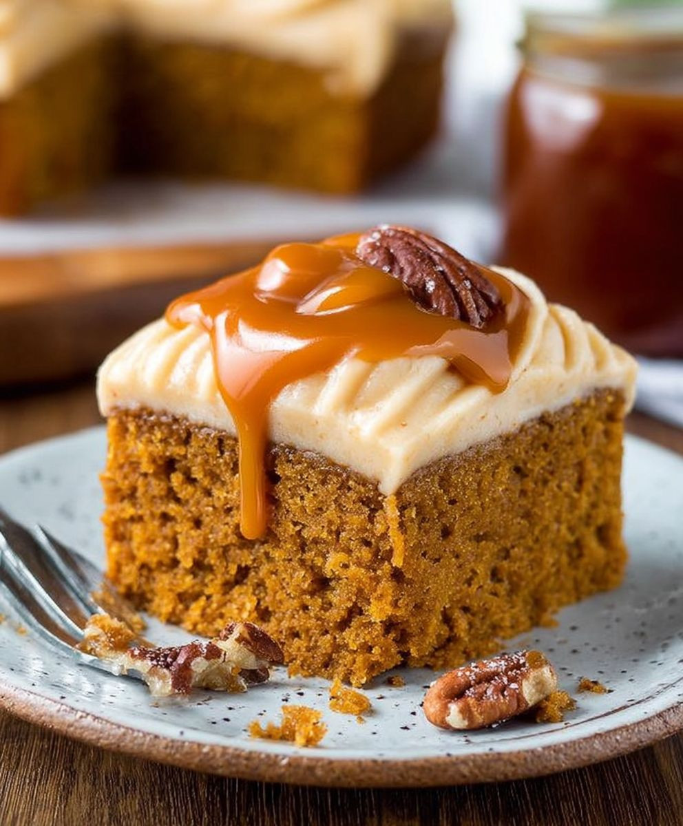 Pumpkin Cake Caramel Cream Cheese