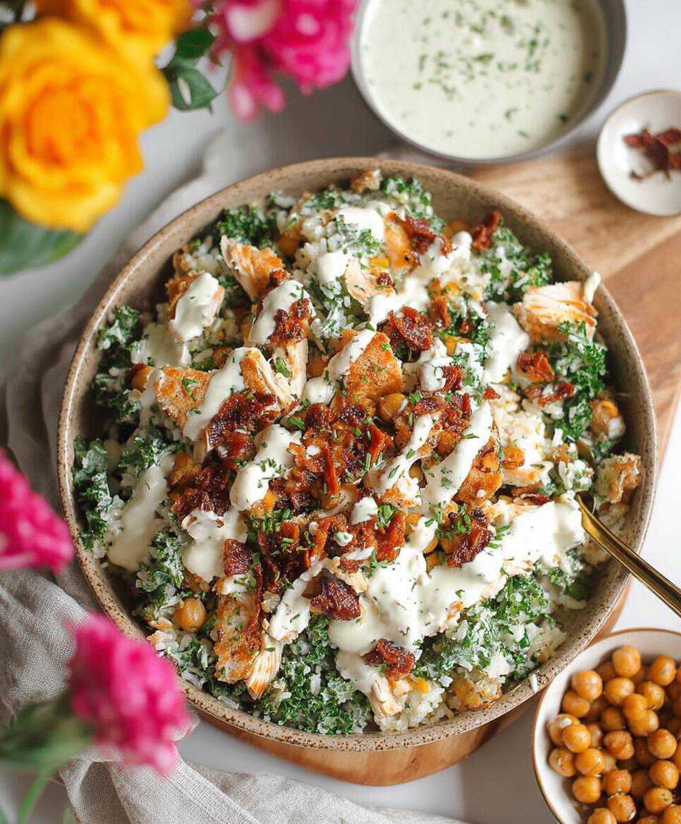Chicken Caesar Crispy Rice Salad