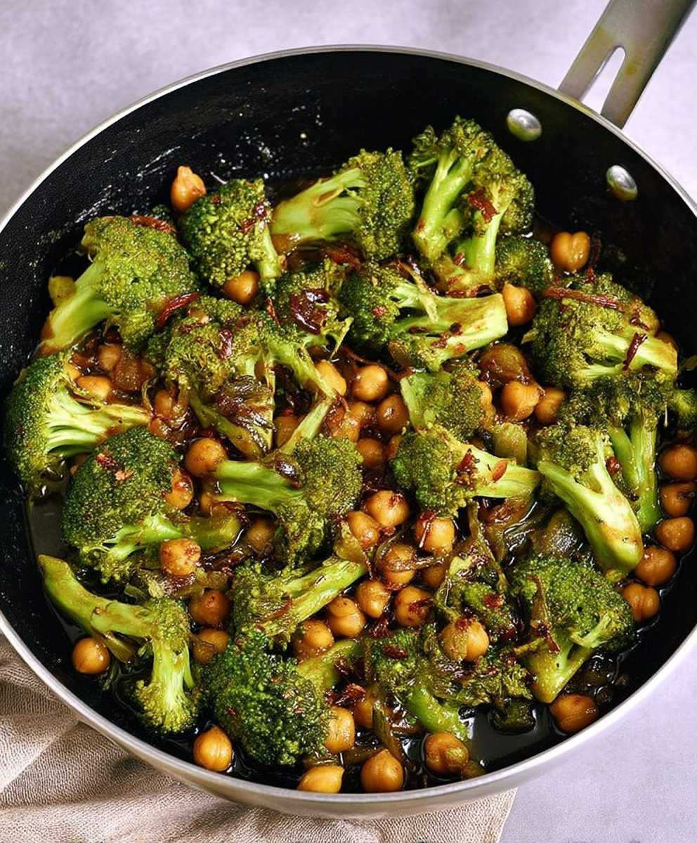 Garlic Broccoli Chickpea Stir Fry