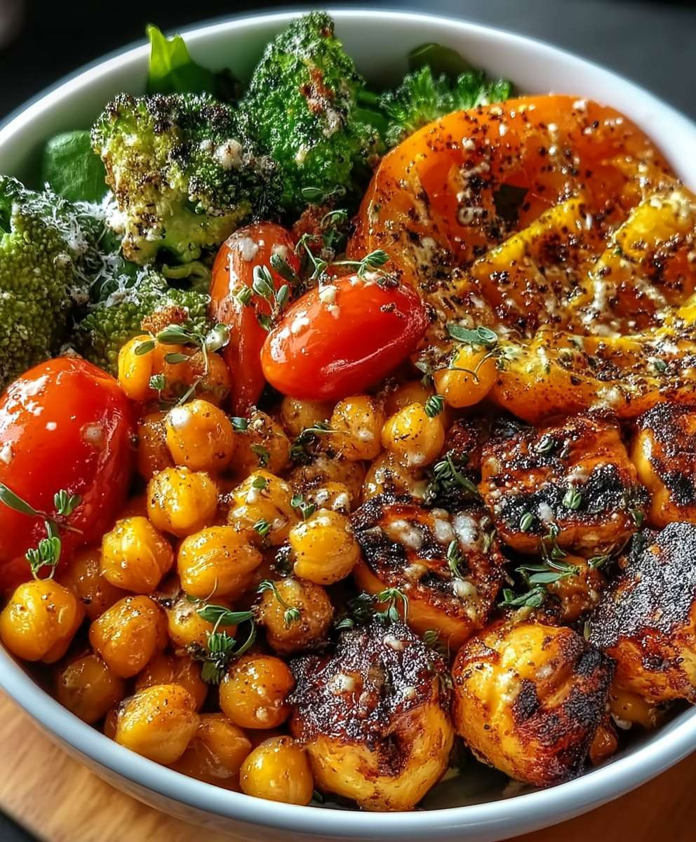 Roasted Chickpeas Veggie Bowl