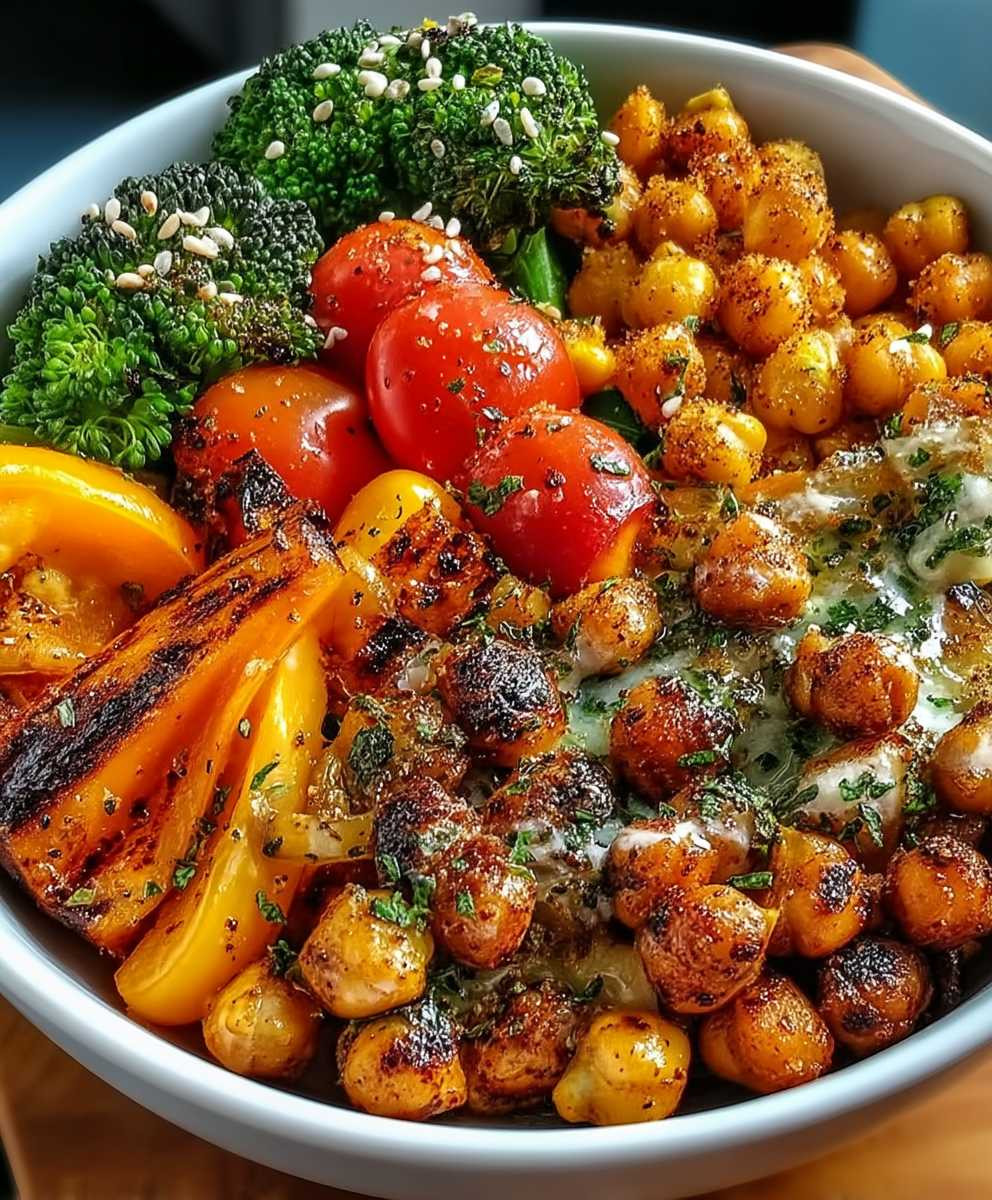 Roasted Chickpeas Veggie Bowl