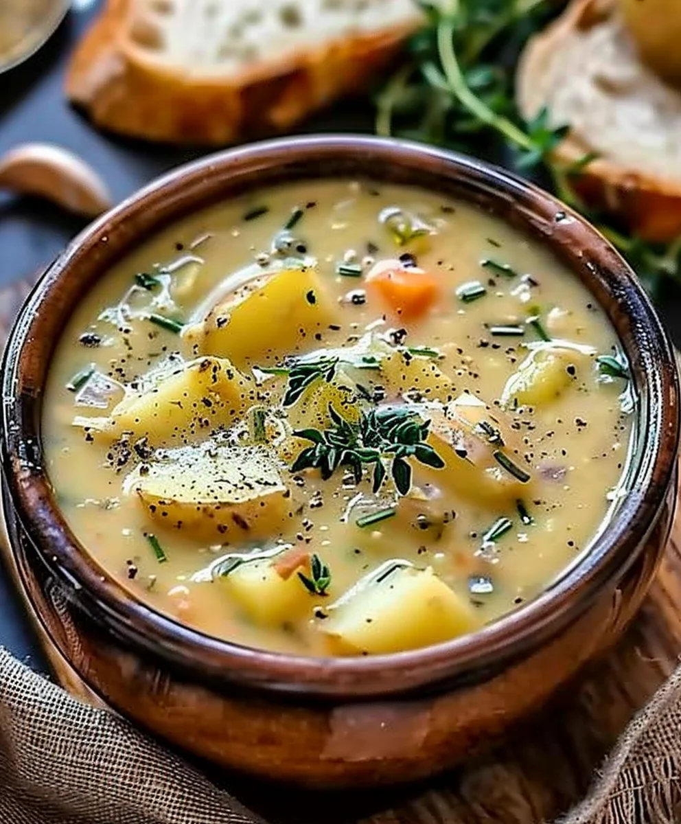 Hearty Cheddar Garlic Herb Potato Soup: Easy & Delicious