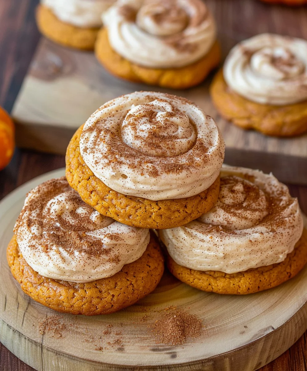 Best Soft Pumpkin Cookies & Creamy Cinnamon Frosting