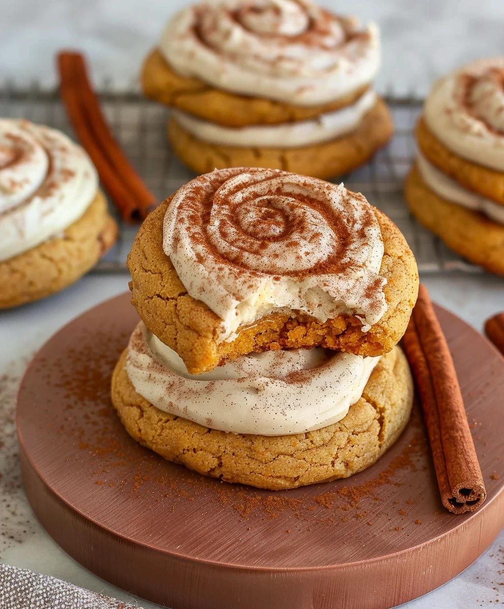 Best Soft Pumpkin Cookies & Creamy Cinnamon Frosting