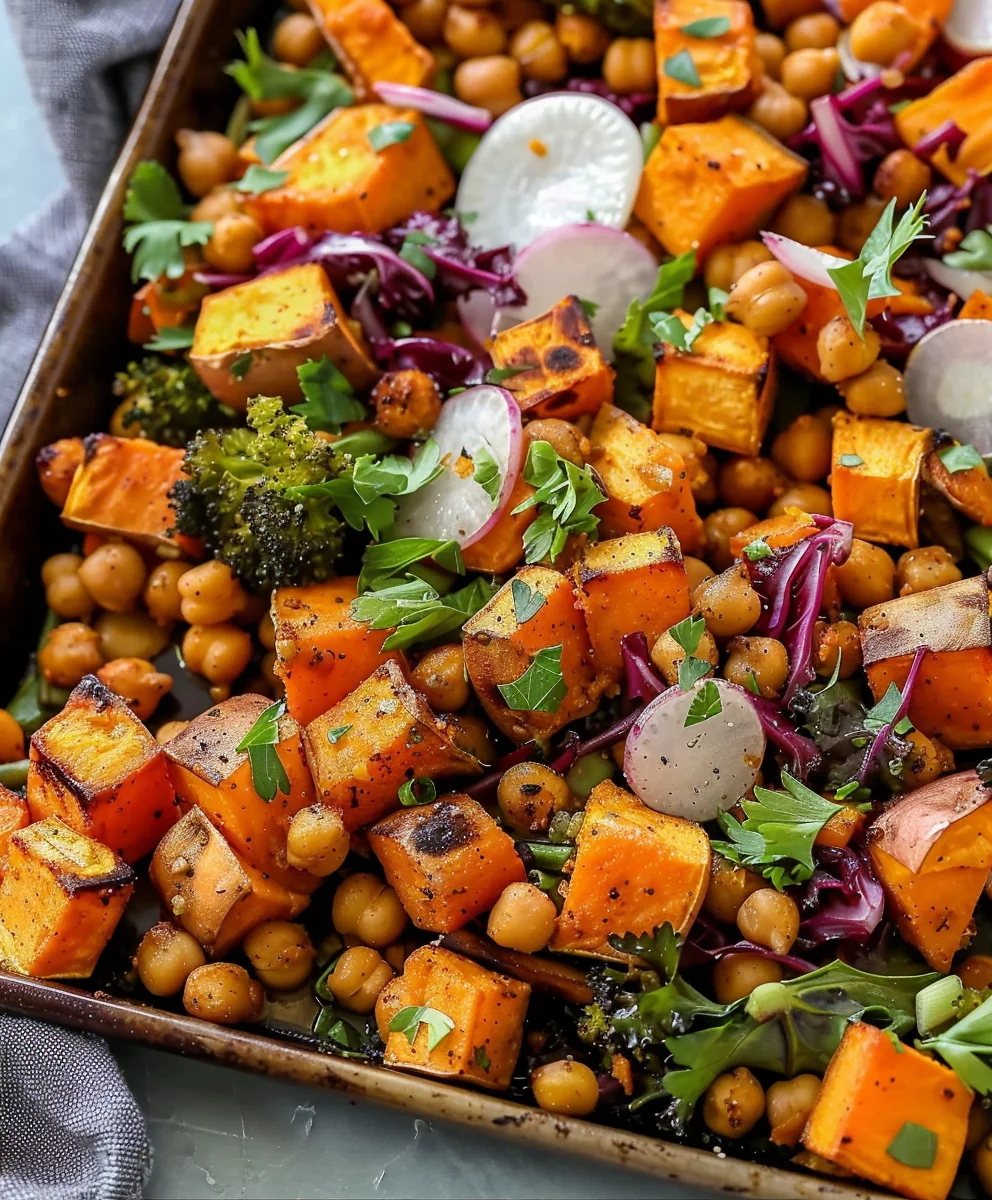 Smoky Sweet Potato & Chickpea Sheet Pan | Easy Veggie Meal