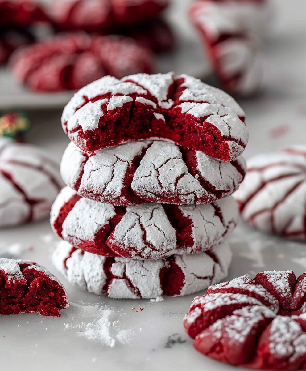 Red Velvet Crinkle Cookies