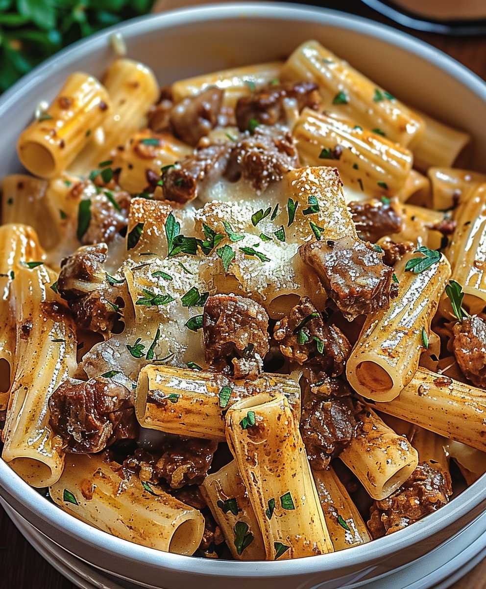Creamy Parmesan Beef Rigatoni