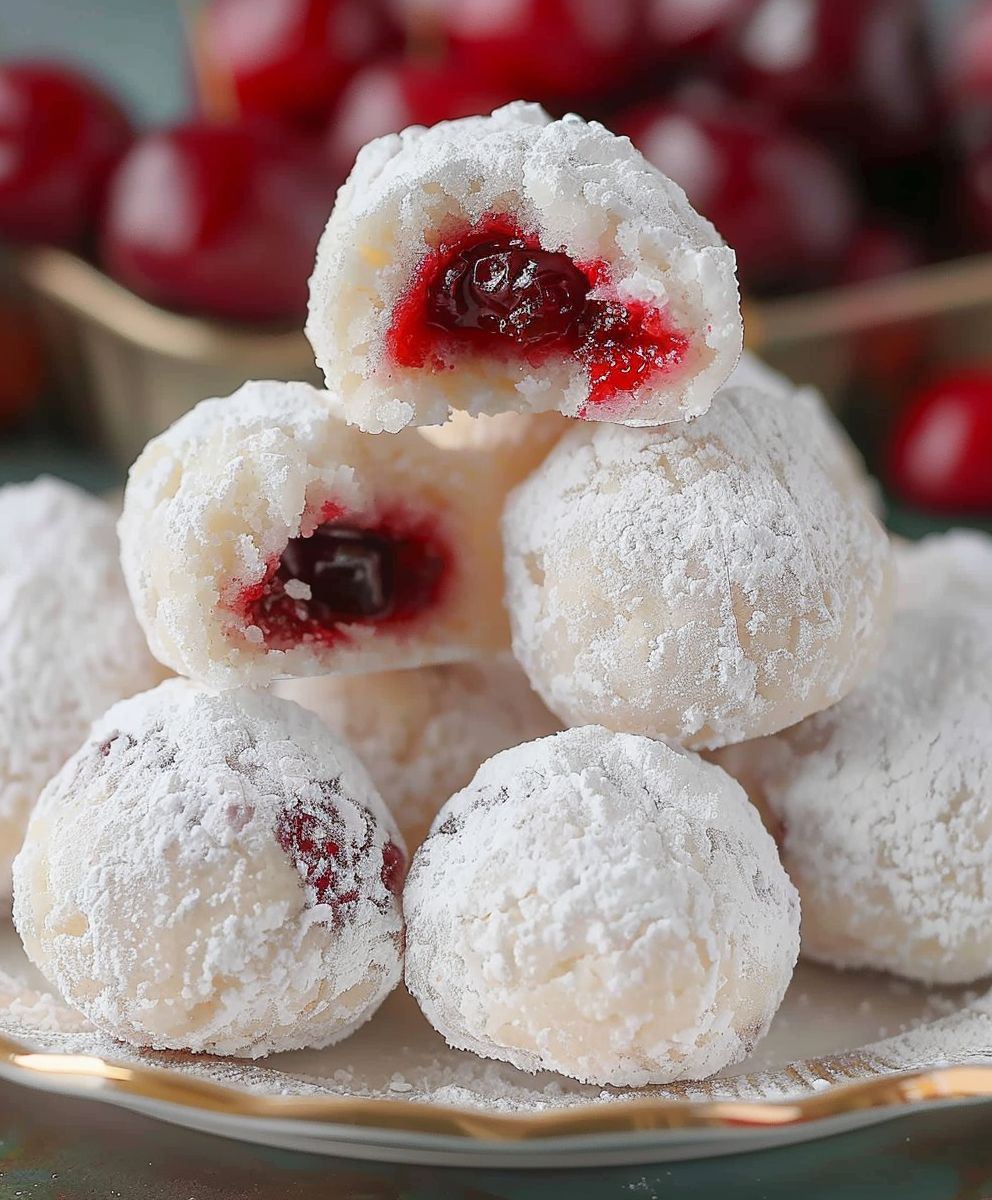 Cherry Snowball Cookies