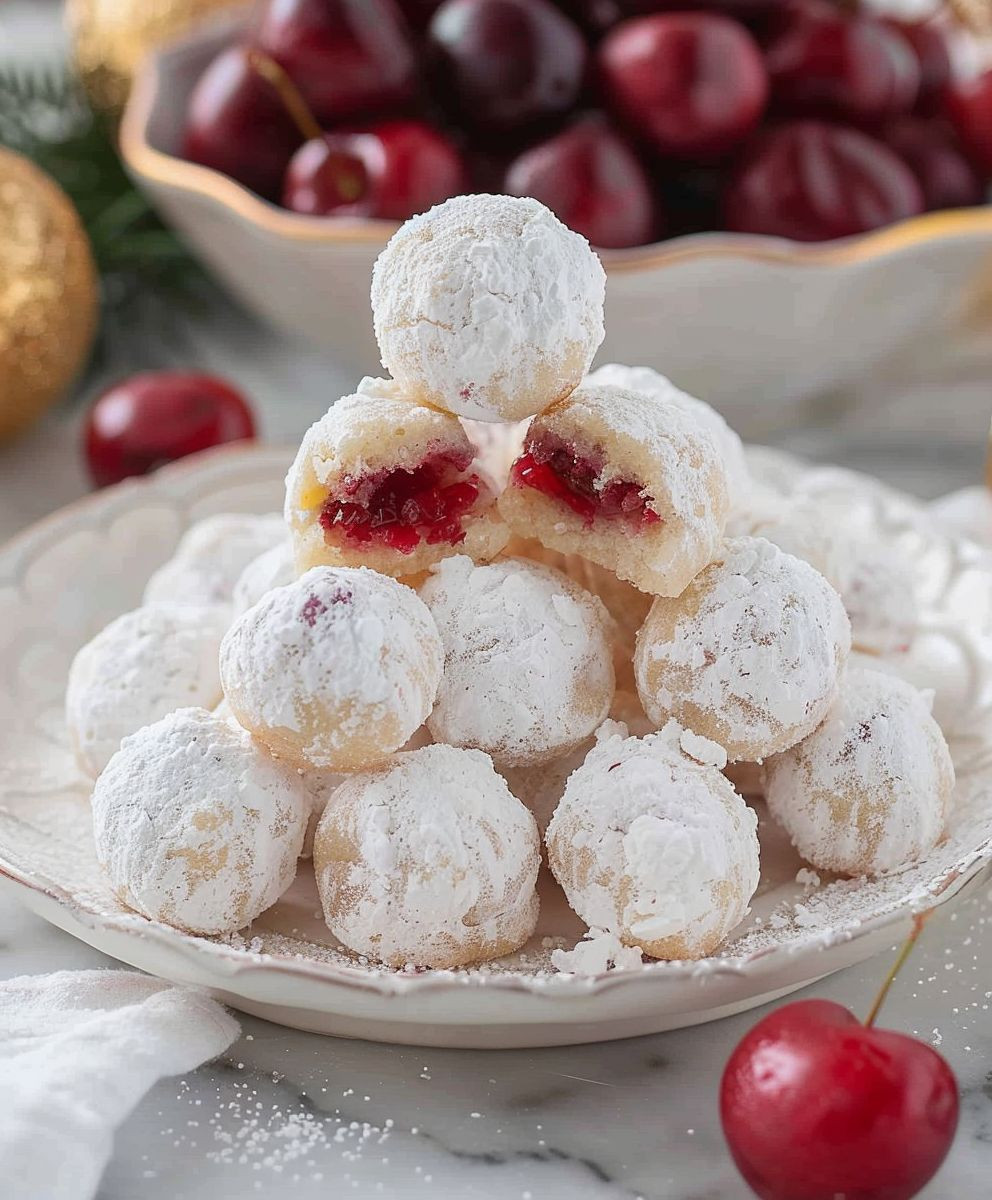 Cherry Snowball Cookies