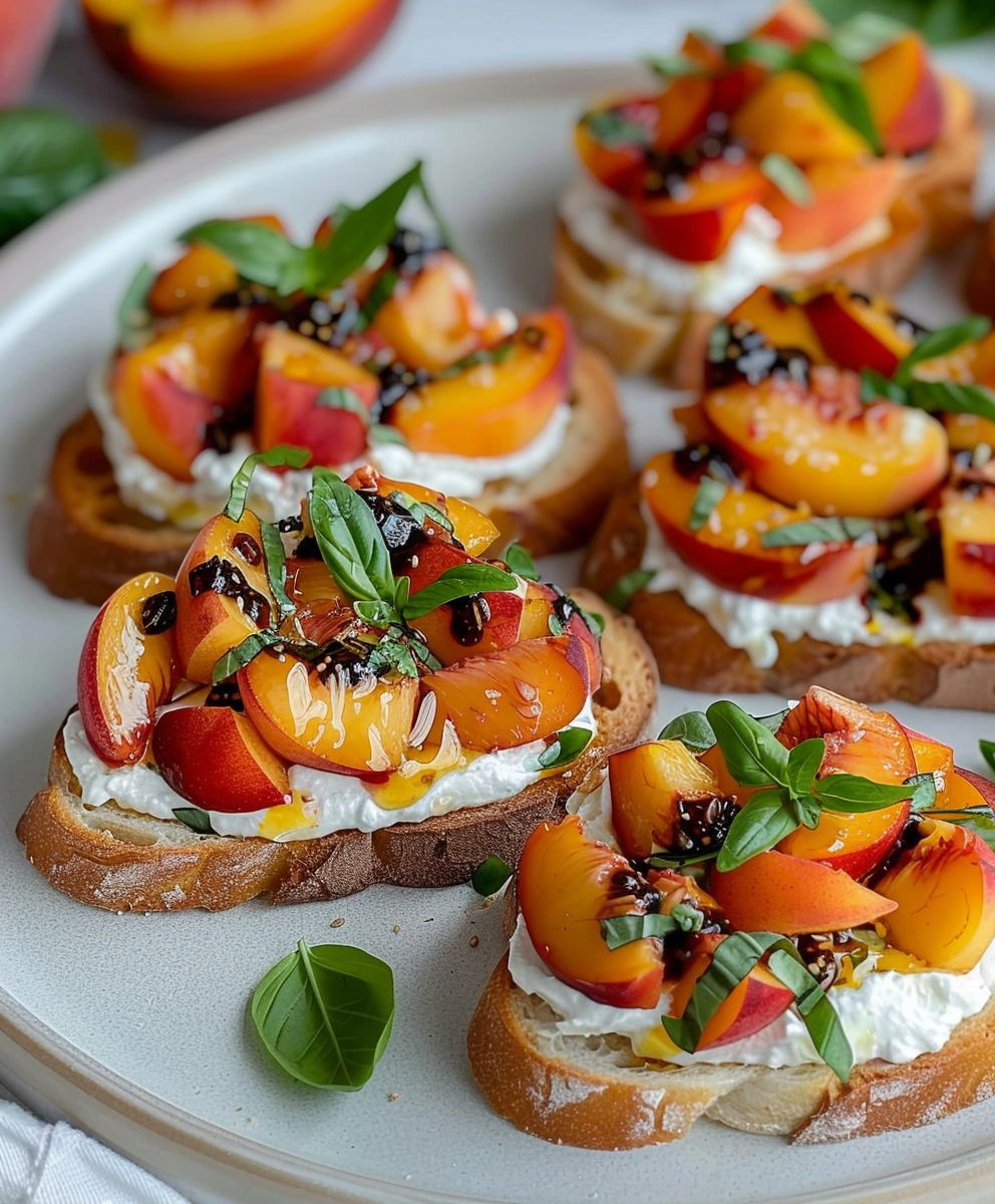 Peach Bruschetta Whipped Ricotta