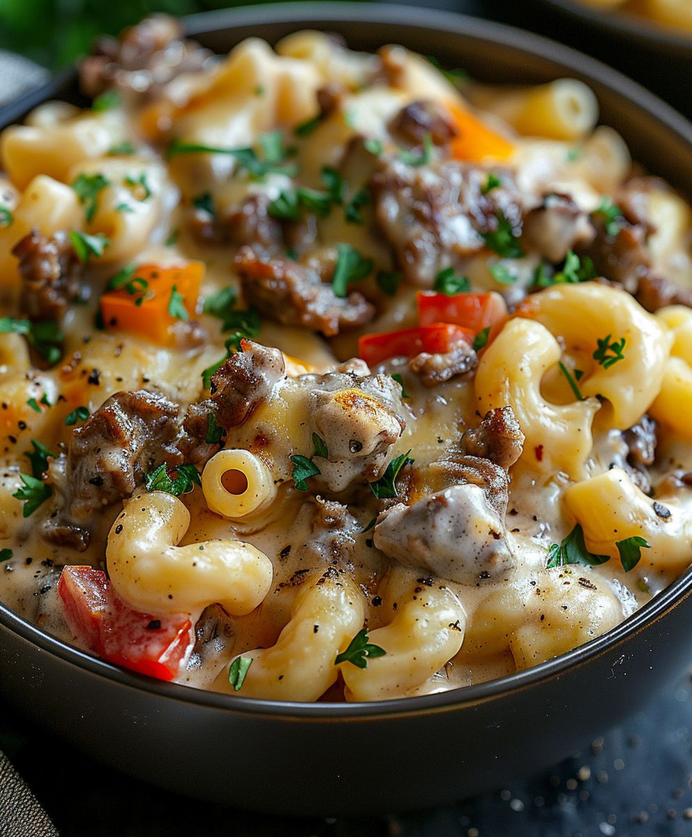 Philly Cheesesteak Mac and Cheese