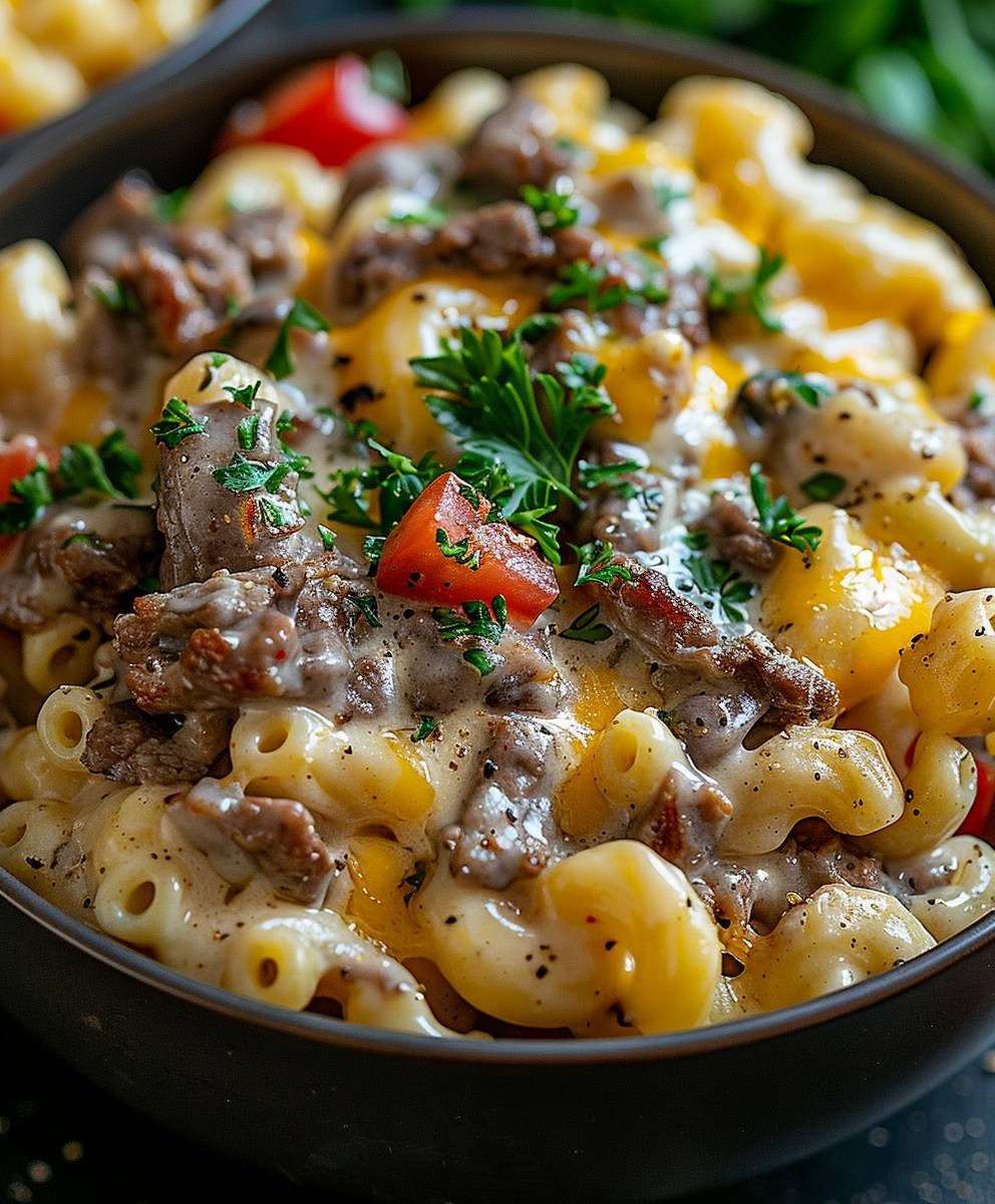 Philly Cheesesteak Mac and Cheese