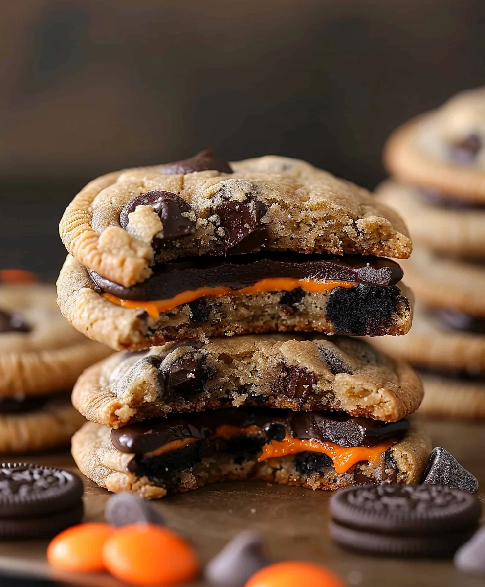 Get Spooky! Halloween Oreo Stuffed Chocolate Chip Cookies