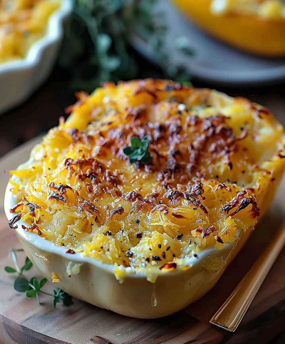 Spaghetti Squash Au Gratin: Healthy & Cheesy