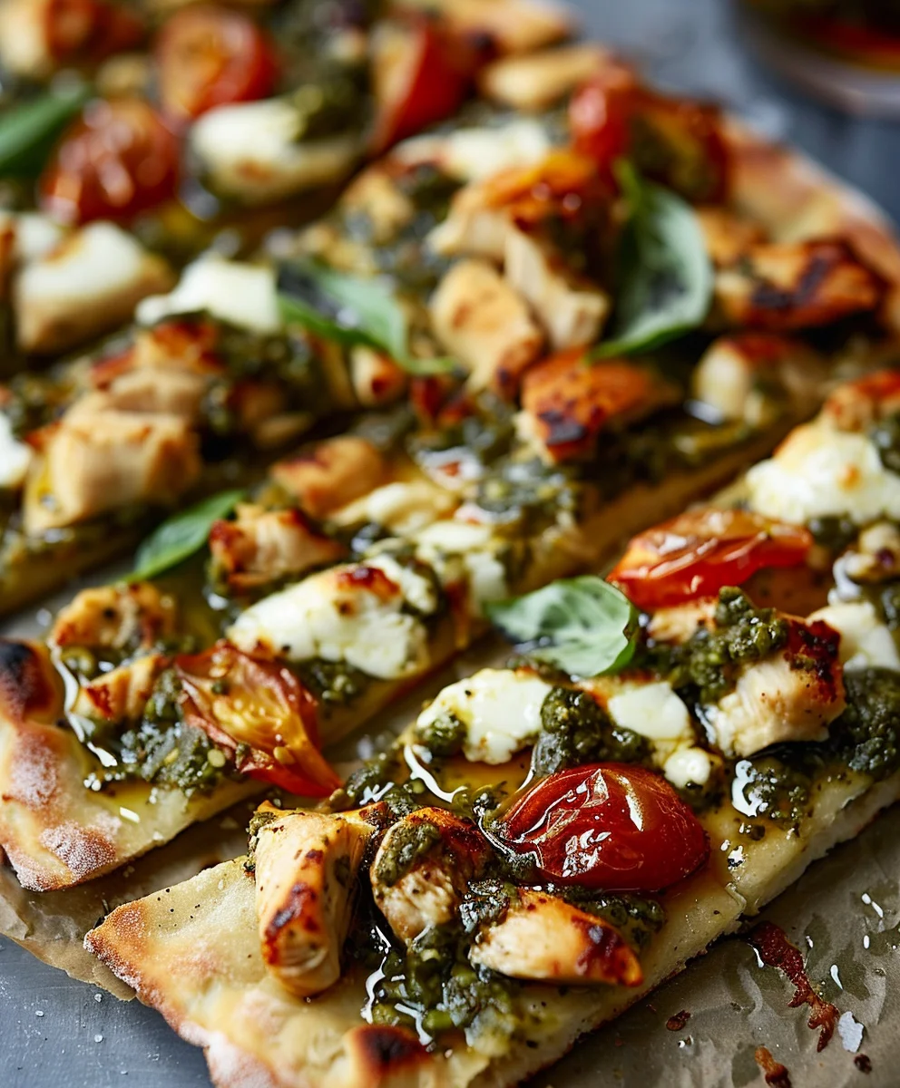 Quick & Easy Pesto Chicken Flatbread Recipe You'll Love