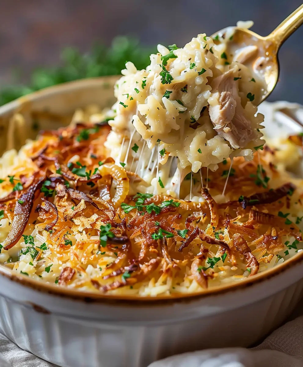 French Onion Chicken Rice Casserole