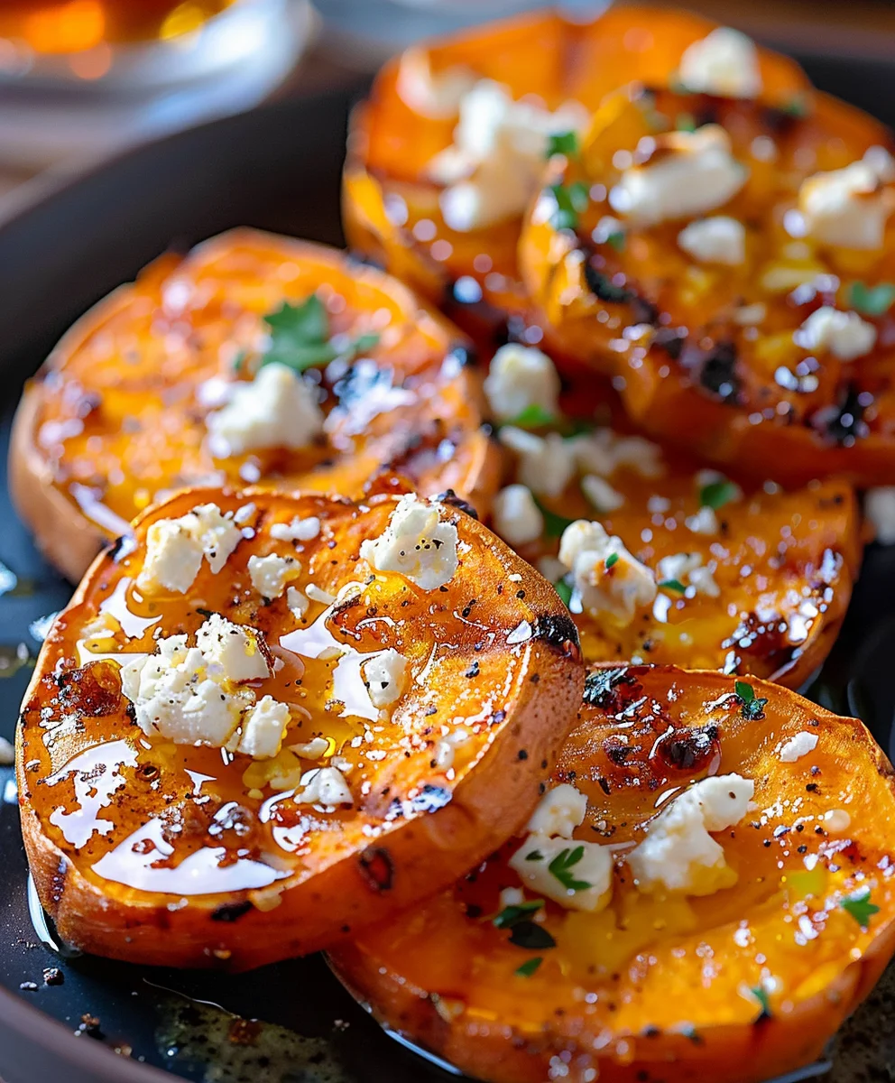 Roasted Sweet Potato Rounds With Honey Feta