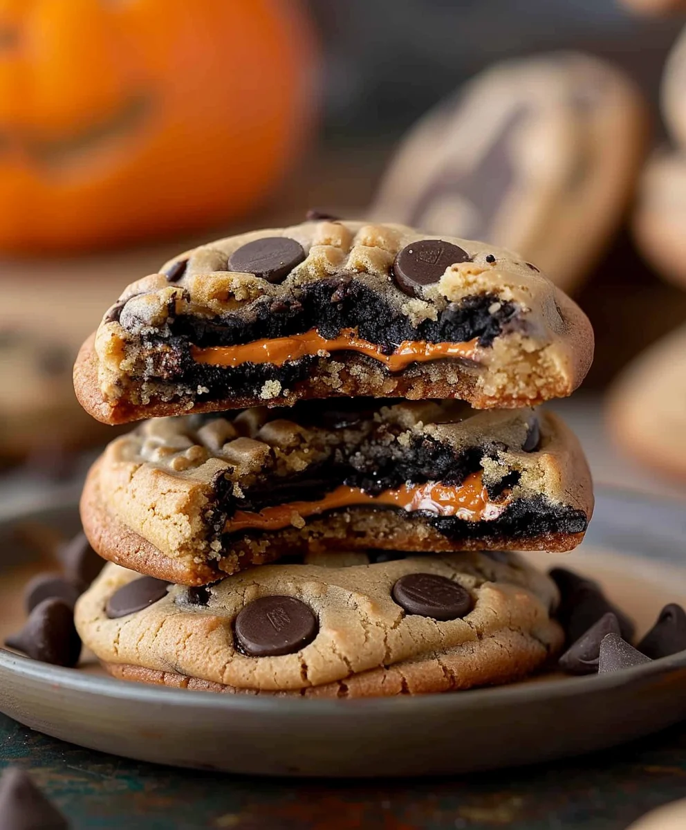 Get Spooky! Halloween Oreo Stuffed Chocolate Chip Cookies